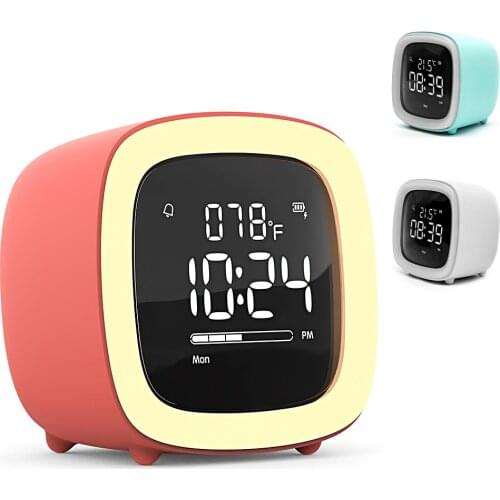 Cute LED Digital Alarm Clock Rechargeable Night Light Temperature Snooze Loud Buzzer Desk Cute Alarm Clock Digital Best Seller