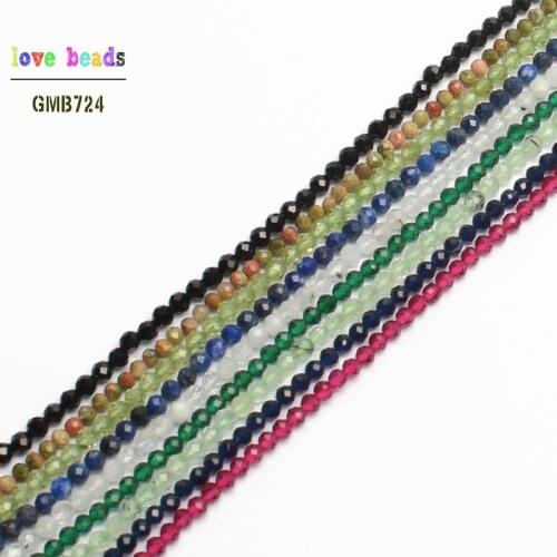 2mm Natural Faceted Agates Prehnita Lapis Lazuli Stone Round Spacer Tiny Waist Beads for Jewelry Making Diy Jewelry 15inches