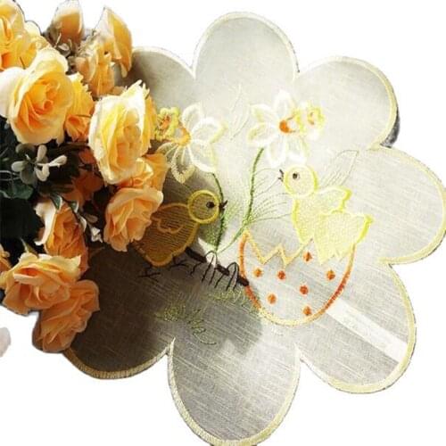 2021 New lace embroidery placemat cup coaster mug kitchen party Easter table place mat cloth dining tea glass doily drink pad