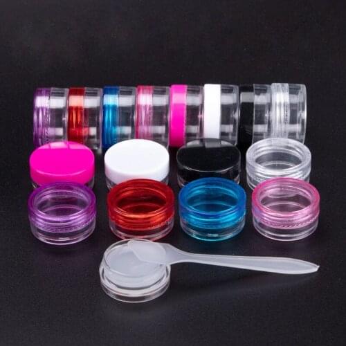 10Pcs 3g/5g Plastic Cosmetics Jar Box Makeup Cream Nail Art Bead Plastic Storage Container Round Bottle Case Storage Bottle Jars