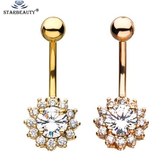 Fully Zircon Surgical Steel Belly Button Earring Belly Piercing Navel Piercing Ring Belly Barbells Button Earrings Body Jewelry