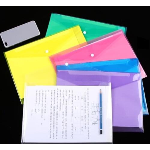1PCs Transparent A4 Clear Document Bag Paper File Folder Stationery Filing Case Storage Bag Office School Supplies 4 Colors