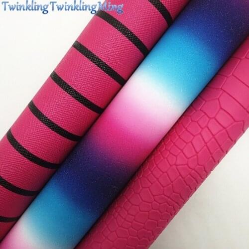 Rainbow Glitter Fabric, Crocodile Faux Leather, Stripes Synthetic Leather Sheets For Bow A4 21x29CM Twinkling Ming XM995