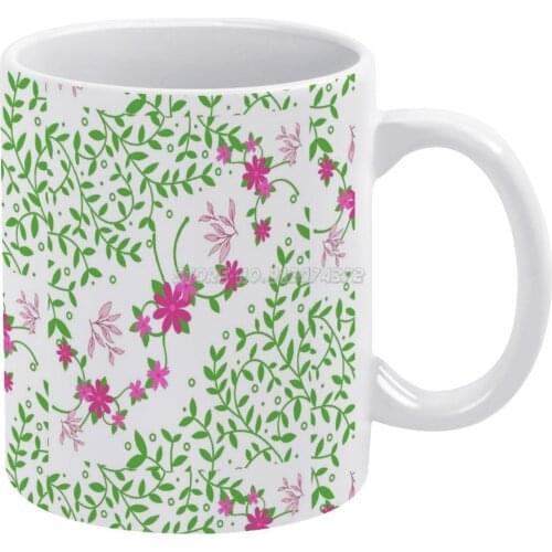 Garden Jungle Leaves Pattern Coffee Mugs Ceramic Personalized Mugs 11 Oz White Mug Tea Milk Cup Drinkware Travel Mug Garden Jung