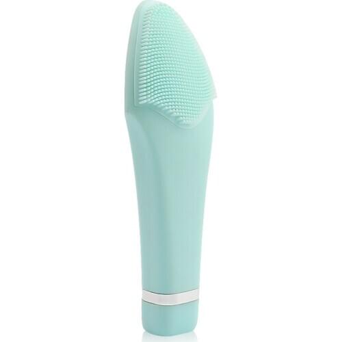 Green Facial Cleansing Brush Sonic Vibration Face Cleaner Silicone Deep Pore Cleaning Electric Waterproof Massage Soft