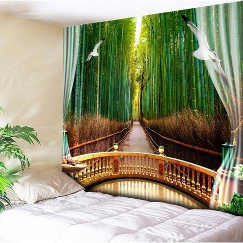 Chic Bohemia Decorative Wall Carpet Bamboo Sunshine Forest Tapestry Home Decor Hippie Wall Blanket Camping Tent Travel Mattres