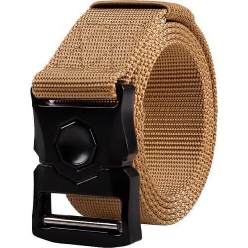 Leisure Mens Tactical Belt Quick Release Military Nylon Breathable Outdoor Multifunctional Training Waist Strap Sport Cinto Blue