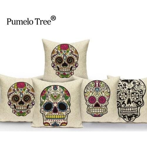 Creative skull and Statue printed Linen Square hugging Pillow Cover Bedding Set pillow case wedding