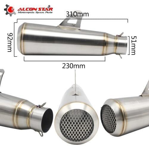 Alconstar- Universal Modified Motorcycle Exhaust Scooter Exhaust Muffler Dirt Pit Bike GP Moto Exhaust YZF R1 R6 FZ6 Z800 MT09