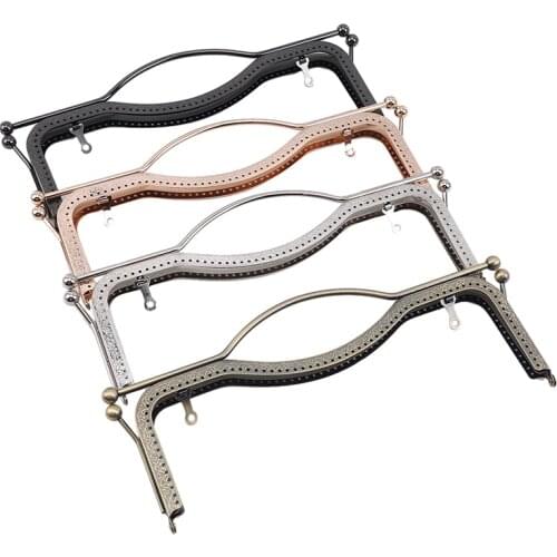 Vintage Metal Purse Frame Handle Big Kiss Clasp Coin Embossing DIY Quilting Handmade Bag Accessories Bronze Silver Gold Black