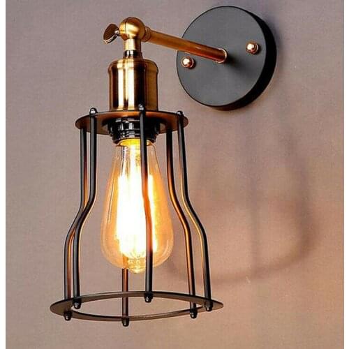Industrial Edison Vintage Wall Sconce Lamp 1 Light Wire Cage Shade Featured Lamp WA099