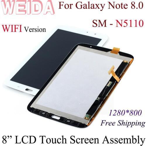WEIDA LCD Replacment 8"For Samsung Galaxy Note 8.0 N5110 LCD Touch Screen Digitizer Assembly White