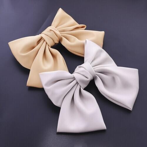 Romatic Satin Hair Bow Fashion Hair Accessories Girls Double Layered Bow Hair Clips Women French Hair Barrette