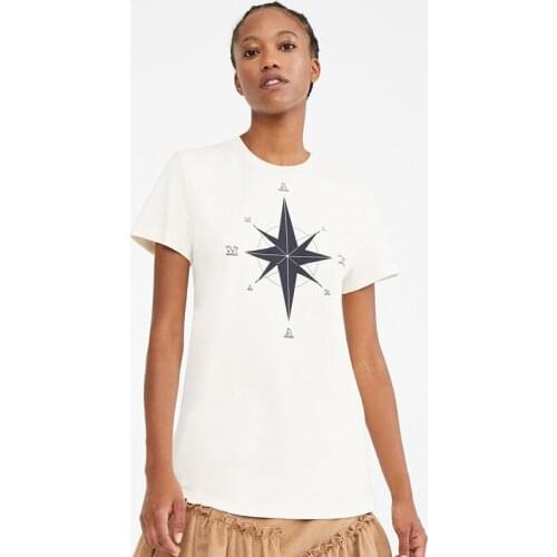 New Casual Slim Stars Letter Print Cotton Women Summer T-Shirt Fashion Brand Designed White Top Ladies High Quality Tees ML061