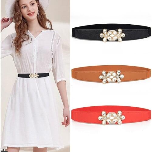 New fashion gold buckle waistband elastic wide belt woman cummerbund strap waist female women accessories elastic crystal flower
