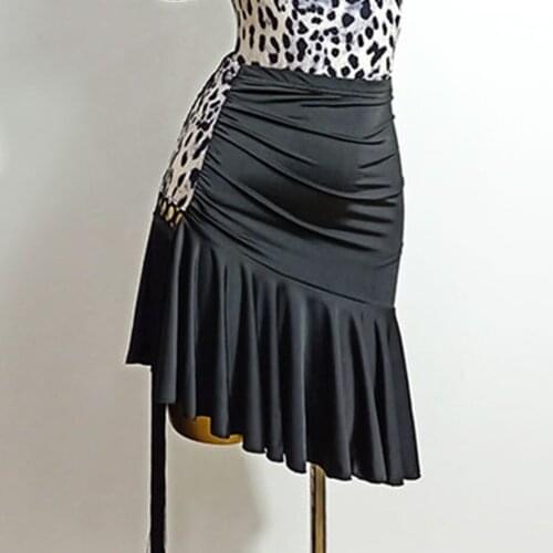 2020 New Latin Dance Dress Women Skirt T058 Leopard Lotus Long Tassel Design Dancing Dresses Latin Dance Costume Latina Dress