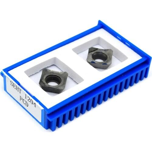 2PCS SEHT1204 PCD CBN Diamond Inserts External Turning Tool SEHT 1204 Insert CNC Lathe Cutter Tools Milling Turning Inserts