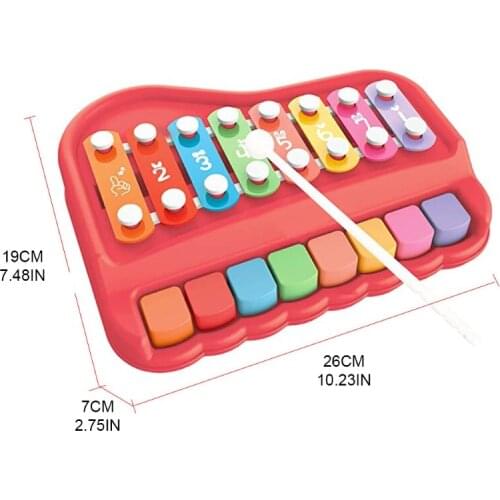2 in 1 Baby Piano Xylophone with 8 Multicolored Keyboard Preschool Educational Musical Learning Instrument Toys Gift