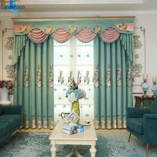 2019 Real Sale Curtains European Chenille Velvet Embroidery Fabric Screens For Living Room Bedroom Luxury Valance Pelmet Drapes