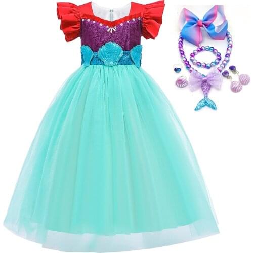 2021 Girls Summer Princess Dress For Kids Fancy Cosplay Costumes Halloween Party Vestido Children Birthday Prom Clothing 3-10 Y