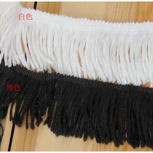 3meters/lot black/white Polyester Tassel Fringe Trim African Lace Ribbon Sewing Latin Dress Garment Curtain Accessories SC348