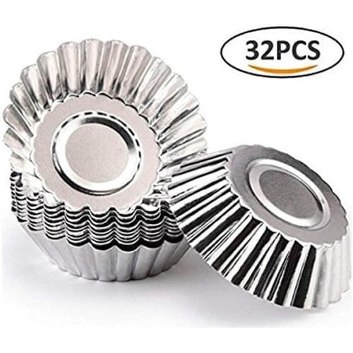 32Pcs/set Egg Tart Mold Aluminum Cupcake Pudding Mold Home Kitchen Baking Tool Reusable Handmade Cupcake Maker Accessories