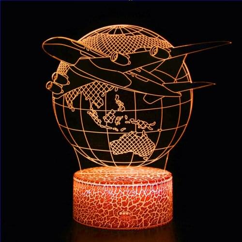 Airplane Earth 3D Night Light Universe Planet 16 Color Change Baby Touch Switch Lantern LED Light USB Desk Lamp Atmosphere Light
