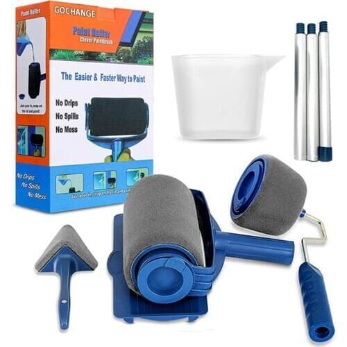 8pcs Diy Paint Roller Wall Decorative Brush Tools Set Household Use Handle Flocked Edger Tool Multifunctional Painting Brush