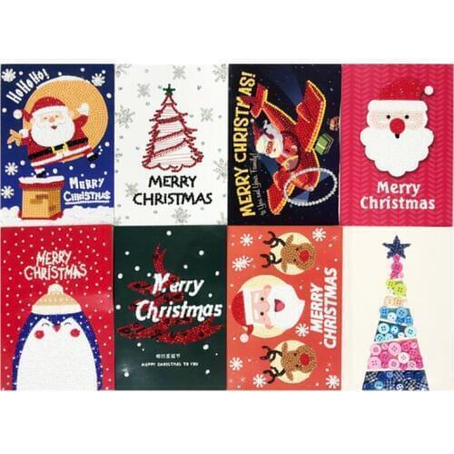 5D DIY Diamond Painting Greeting Card Special Shaped Diamond Embroidery Cartoon Christmas Cards Postcards Birthday Xmas Gift