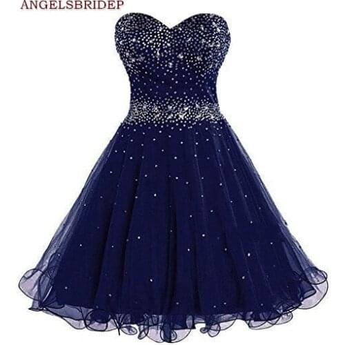 ANGELSBRIDEP Sweetheart A-Line Homecoming Dresses Vestidos de festa Sparkly Crystal Beading Formal Graduation Party Gowns Hot
