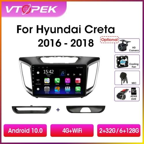 Vtopek 10.1" IPS 2din Android 9.0 Car Radio Multimidia Video Player Navigation GPS For Hyundai Creta IX25 2015-2019 Head Unit