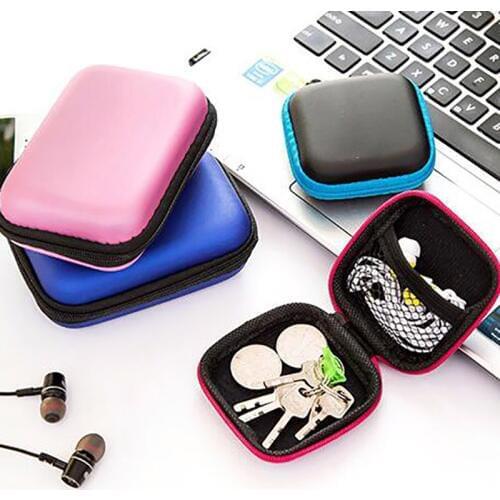 Basupply 1Pc Waterproof Headphone Protective Case Earphone Wire Organizer Coin Data Line Cable Storage Box Container Accessories