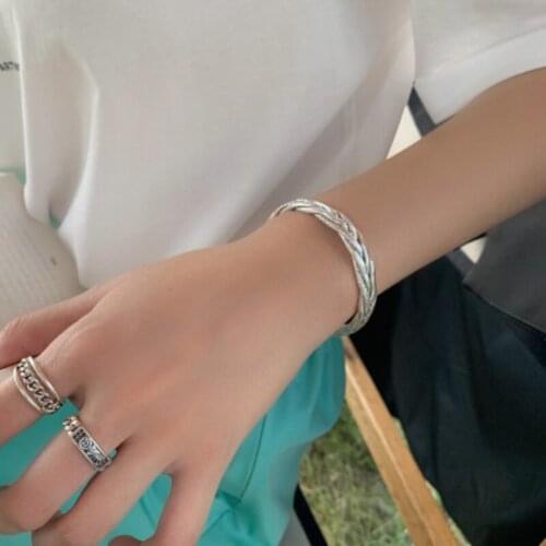 Vintage Men Bracelet Stylish Personality Opening Adjustable 925 Sterling Silver Custom-made Bracelet for Women Jewelry Luxury