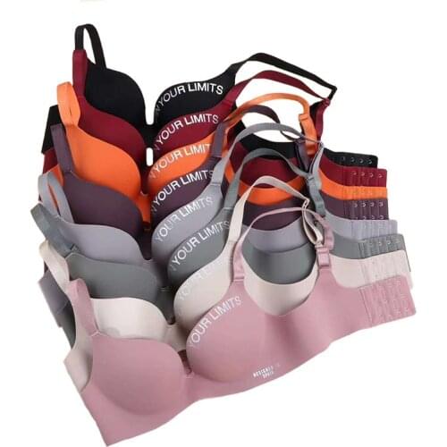 SP&CITY Letter Sports Wire Free Push Up Bras For Women Simple Colored Gathered Seamless Underwear Comfort Smooth Sexy Lingerie