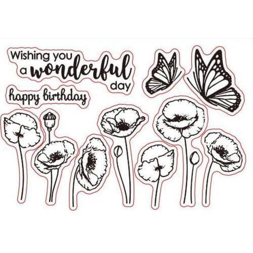 Flowers butterflies Transparent Clear Silicone Stamp Seal DIY Scrapbooking photo Album Decorative A0682