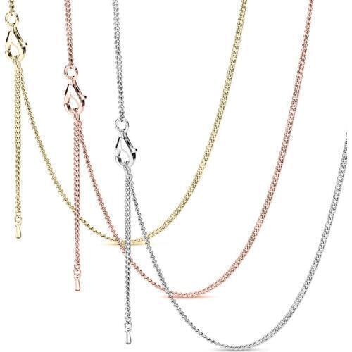 Dinglly 45cm 3 Colors Cable Basic Chain For Necklace Fit Original Charms Pendant Necklace Women Men Jewelry Boy Girls Gift
