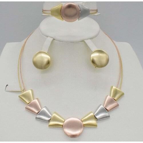 Dubai 3 color Gold Jewelry Sets Nigerian Wedding African Beads Crystal Bridal Jewellery Set Rhinestone Ethiopian Jewelry parure