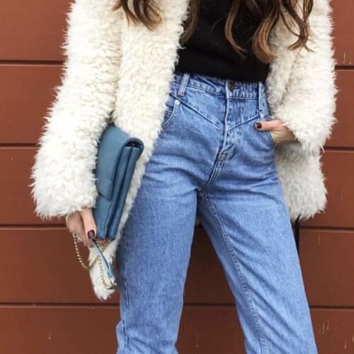 Spring and Autumn Light Blue High Waist Jeans for Woman Casual Streetwear Denim Pants For Young Women