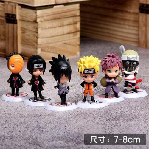 Anime Naruto Uzumaki Sasuke Action Figure Sakura Kakashi I Gaara Miniature Model Toys Childrens Gift Collection 6 Pieces/Set