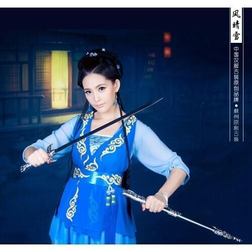 Feng Qi Wu Feng Qing Xue TV Play Gu Jian Qi Tan Legend of Odd Antique Sword Actress Blue Costume Exhibition Costume New Design