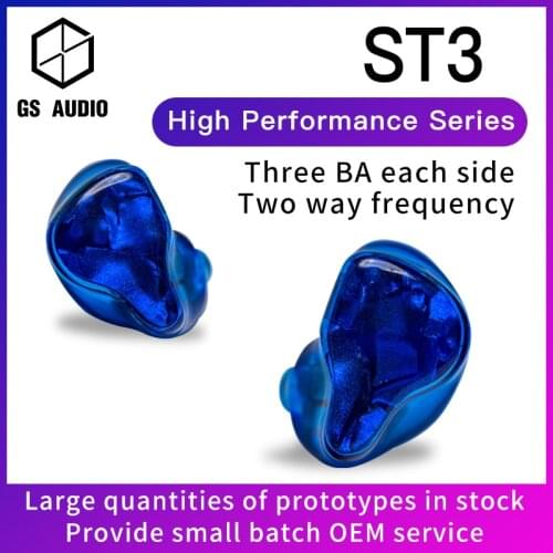 GS AUDIO ST3 3BA Hybrid Driver HiFi In-Ear Earphones with 0.78 2pin Detachable Cable IEMs for Audiophiles Musician OEM ODM