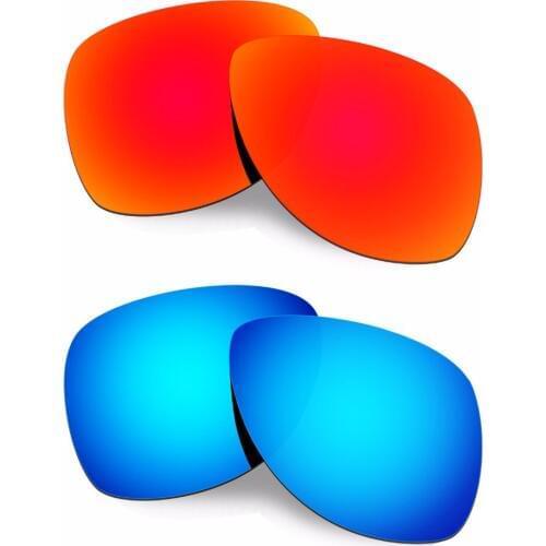 HKUCO For Oakley Dispatch 2 Sunglasses Polarized Replacement Lenses Red/Blue 2 Pairs