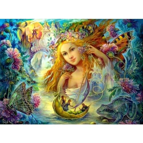 JMINE Div 5D Water Fairy Ship Butterfly Flower Castle Full Diamond Painting kits art artist 3D paint by diamonds