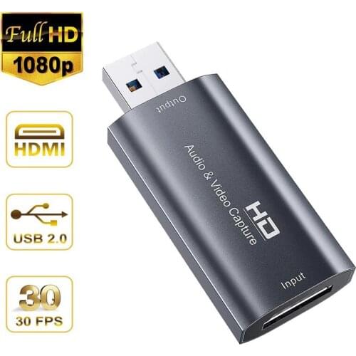 Audio Video Capture Card HDMI to USB 2.0 HD 1080P 30Fps Record Camcorder Video Grabber for Conference Live Broadcasting