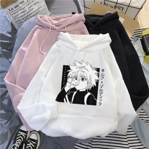 Kawaii Hunter X Hunter Hoodies Sweatshirt Killua Zoldyck Anime Manga Black Hoodies Bluzy Tops Clothes