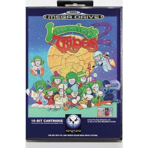 Hottest Lemmings 2 The Tribes Game Cartridge 16 bit MD Game Card With Retail Box For Sega Mega Drive For Genesis