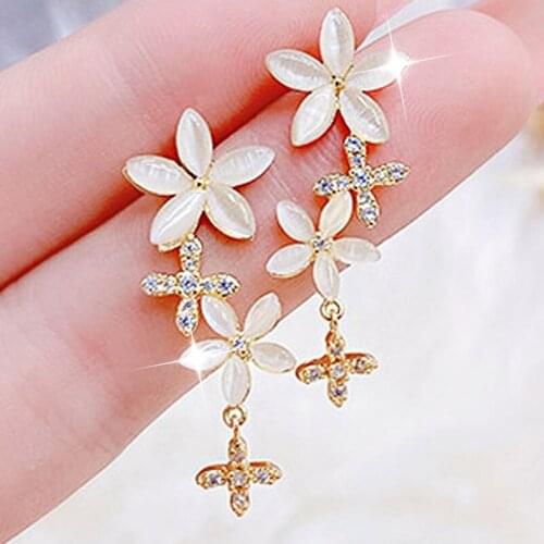 Ins Hot Sale New Trendy Stars Earrings Long Temperament Glamour Earring Shine Top Quality Zircon Women Exquisite Luxury Earring