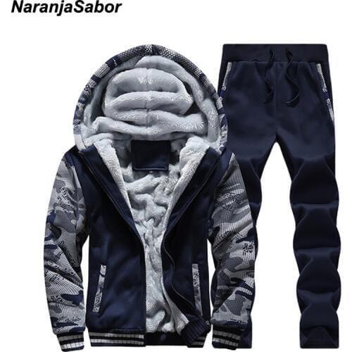 NaranjaSabor Mens Brand Clothing Mens Jacket Hooded Coat Winter Mens Clothing Set Thicken Add Velvet Sweatshirts Tracksuits 5XL