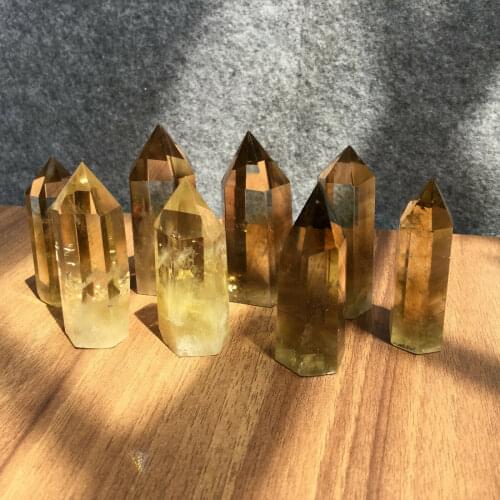 Natural smokey citrine quartz obelisk crystal wand point healing