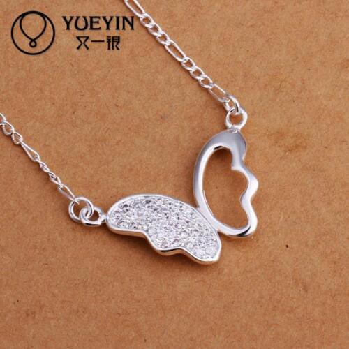 Silver plated pendant Necklaces for women Wedding jewelry cute brilliant elegant